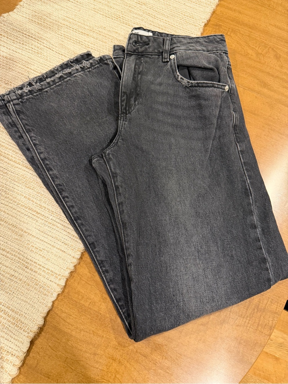 Garage Women's Straight Black Gray Washed Jeans
